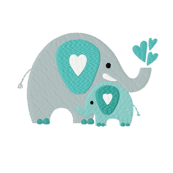 Mother's Love ~ ELEPHANTS - Mother and Baby ~ Machine Embroidery Design in 2 sizes - Instant Download