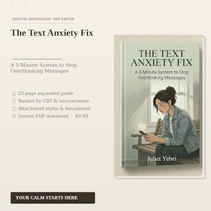 Text Anxiety Fix Workbook, Stop Overthinking Messages, CBT Self Help (PDF Download)
