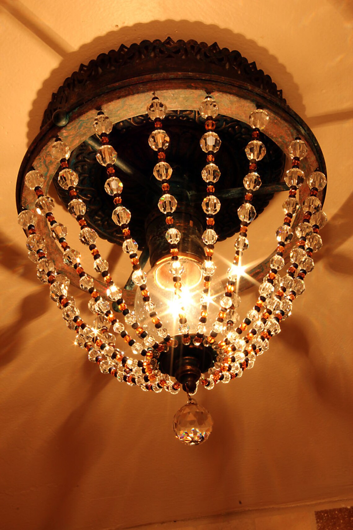 Crystal Beaded Ceiling Light Etsy
