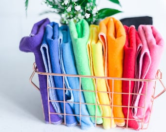 Rainbow Reusable Cloth Baby Wipes 8 Pack Baby Gender NeutralFlannel Wipes Washcloths Comestic Makeup Remover Wipes