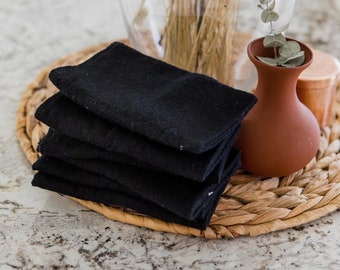 Black Reusable Cloth Baby Wipes 8 Pack Baby Gender NeutralFlannel Wipes Washcloths Comestic Makeup Remover Wipes
