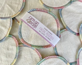 Rainbow Facial rounds | Makeup Remover | Facial Towel | Flannel Scrubby | Soft Scrubbies | Cotton Rounds | Makeup Wipes | Reusable Face Pa
