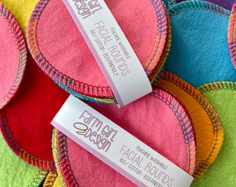 Rainbow Facial rounds | Makeup Remover | Facial Towel | Flannel Scrubby | Soft Scrubbies | Cotton Rounds | Makeup Wipes | Reusable Face Pa