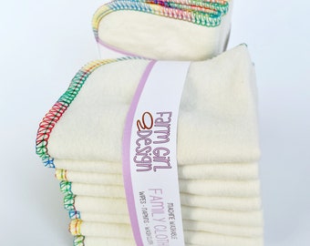 Rainbow Reusable Cloth Baby Wipes 8 Pack Baby Gender NeutralFlannel Wipes Washcloths Comestic Makeup Remover Wipes