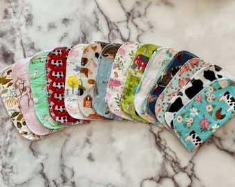 Farm Animal Reusable Cloth Baby Wipes 8 Pack Baby Gender Neutral Flannel Wipes Washcloths  Reusable Baby Wash Cloth