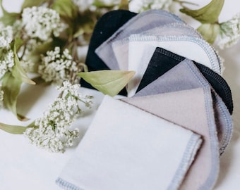 CHOOSE YOUR COLORS Reusable Cloth Baby Wipes 8 Pack Baby Gender NeutralFlannel Wipes Washcloths Comestic Makeup Remover Wipes