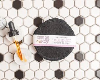 Black Facial rounds | Makeup Remover | Facial Towel | Flannel Scrubby | Soft Scrubbies | Cotton Rounds | Makeup Wipes | Reusable Face Pads