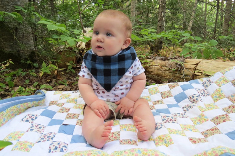 Blue Plaid Bib Blue Buffalo Plaid Baby Boy Bib Boy Etsy
