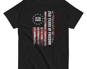 250 Years of Freedom Shirt, Distressed American Flag Tee