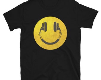 Music Lover T-Shirt DJ Platine Musique Smiley Face T-Shirt