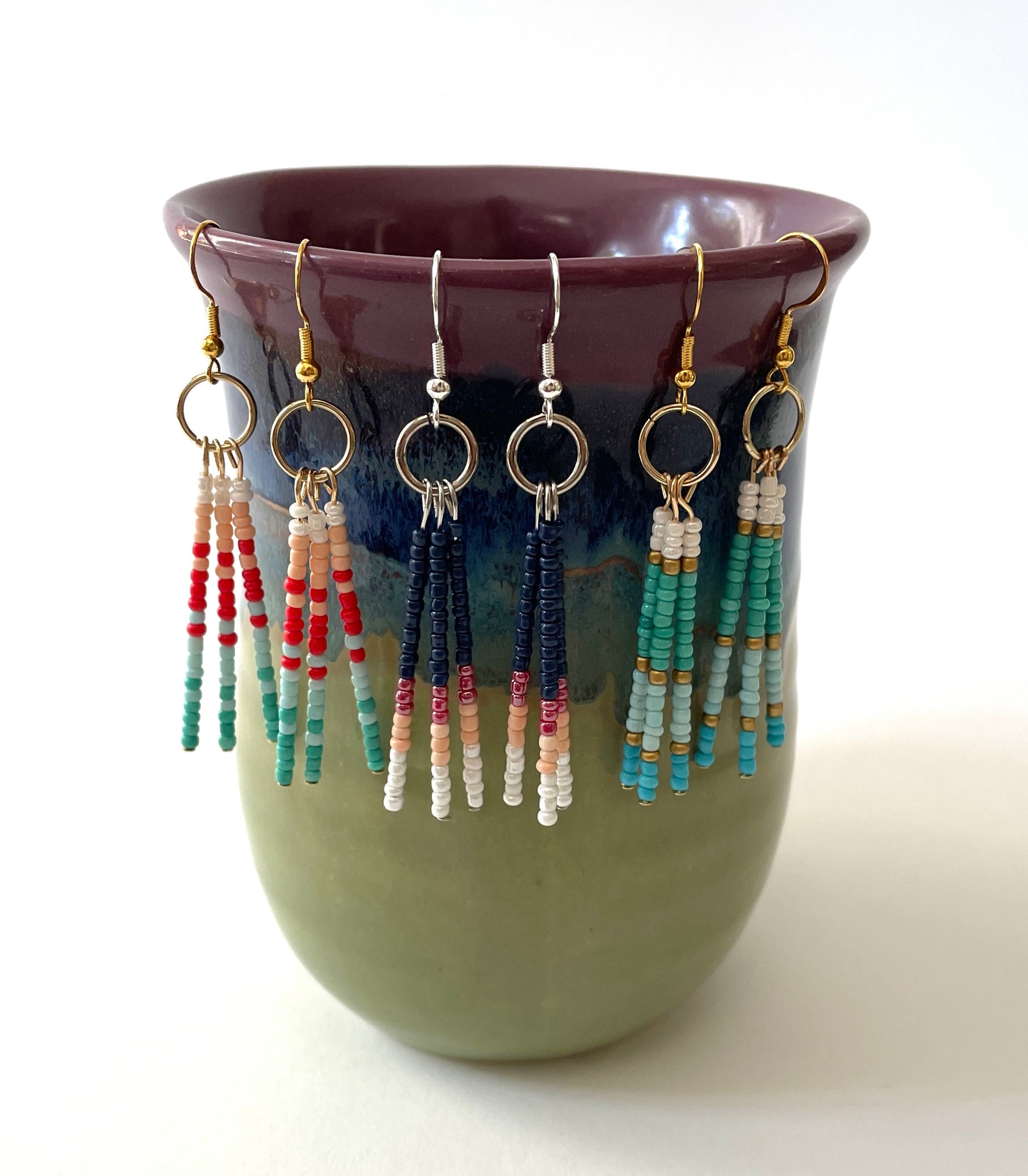 Boho Seed Bead Dangle Earrings: Handmade Lightweight Jewelry