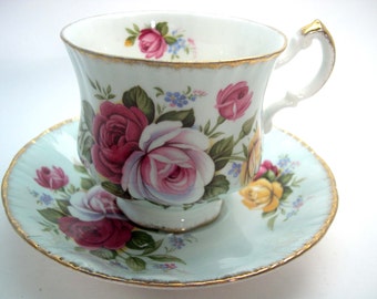 Blue Paragon Tea cup And Saucer,  Floral tea cup and saucer, Teacup and Saucer with Roses