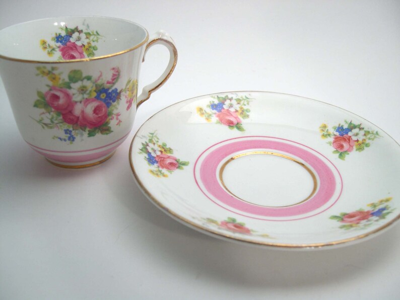 Royal Stafford Pink and White Tea Cup & Saucer Spray of Etsy Canada