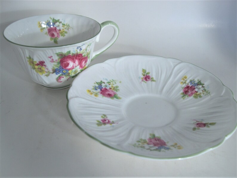 SHELLEY Tea Cup and Saucer Oleander Shape White Teacup With Etsy Canada