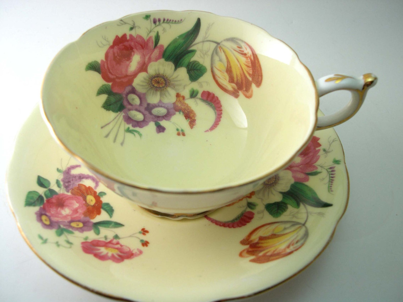 Vintage Paragon Tea cup and Saucer Yellow tea cup with Etsy