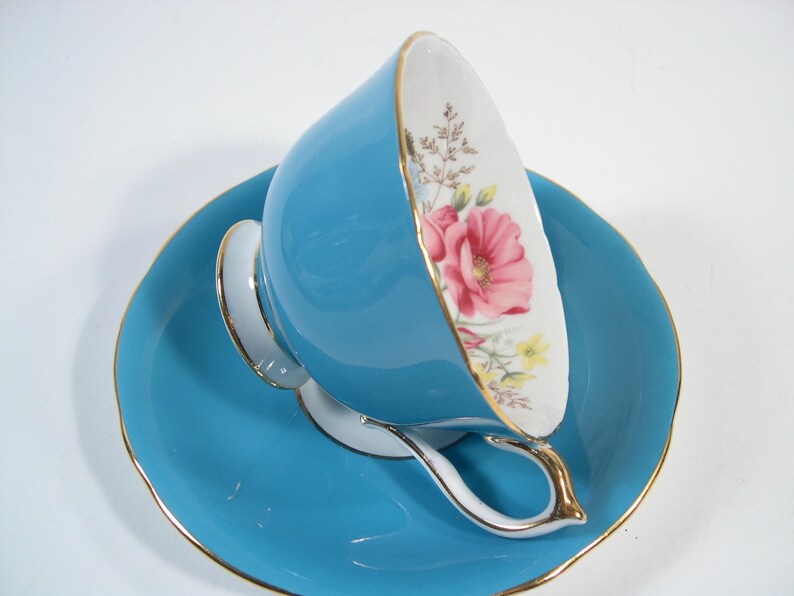 Aynsley Tea Cup and Saucer Aynsley Blue Turquoise Tea Cup Etsy Canada