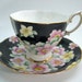 Rare 1930's Royal Albert Dogwood Flowers Tea Cup And Saucer, Antique Black tea cup and saucer, Floral teacup and saucer.