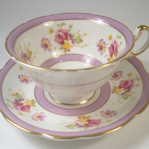 Lavender Foley Tea cup and saucer set, E.B. Foley teacup and saucer.