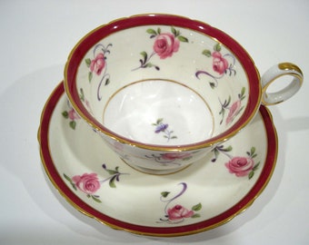 Rare SHELLEY Tea Cup And Saucer, Shelley Pink roses teacup set, Shelley Chester cup.