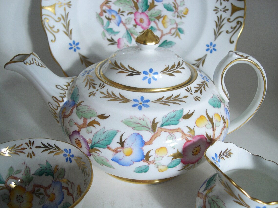 Rare Royal Chelsea Teapot 5 pieces tea set Teapot Creamer Etsy