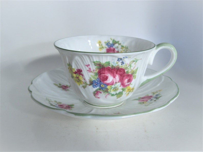 SHELLEY Tea Cup and Saucer Oleander Shape White Teacup With Etsy Canada