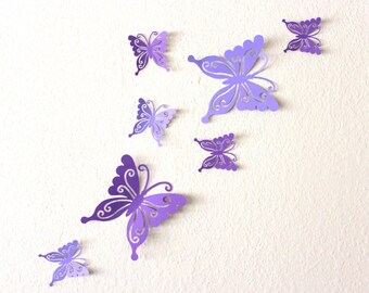 Purple wall art, Paper butterflies, Purple butterfly nursery décor, 3D butterflies, purple decor, Purple wall decor