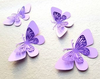 Purple butterfly wall decor , Purple wall art, 3D butterfly wall decal, butterfly wall décor, Purple decorations