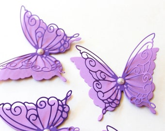 3D Paper butterfly diecuts, Purple butterflies, Purple wall art, Paper butterfly die cuts, 3d Paper butterflies, Purple decorations