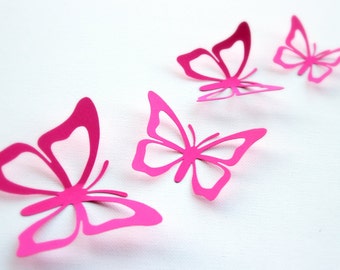 3d butterfly wall art, 10 Paper butterflies, Pink room décor, Butterfly wall décor, Pink butterfly, Pink decorations