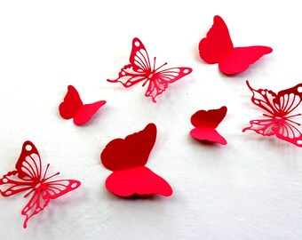 3D Butterfly Wall Art, 10 Paper Butterflies, Red Wall Décor for Nursery Room, Red Wall Art