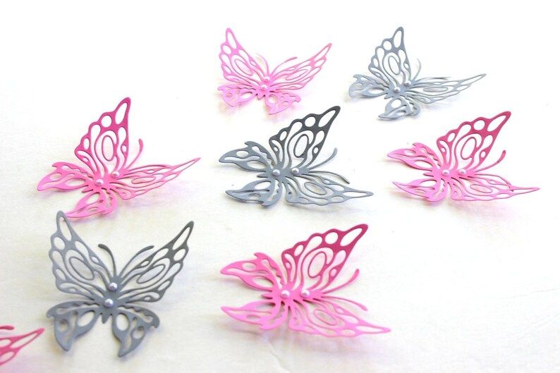 Pink and Gray Wall Art 3d Wall Decals Butterfly Party Etsy