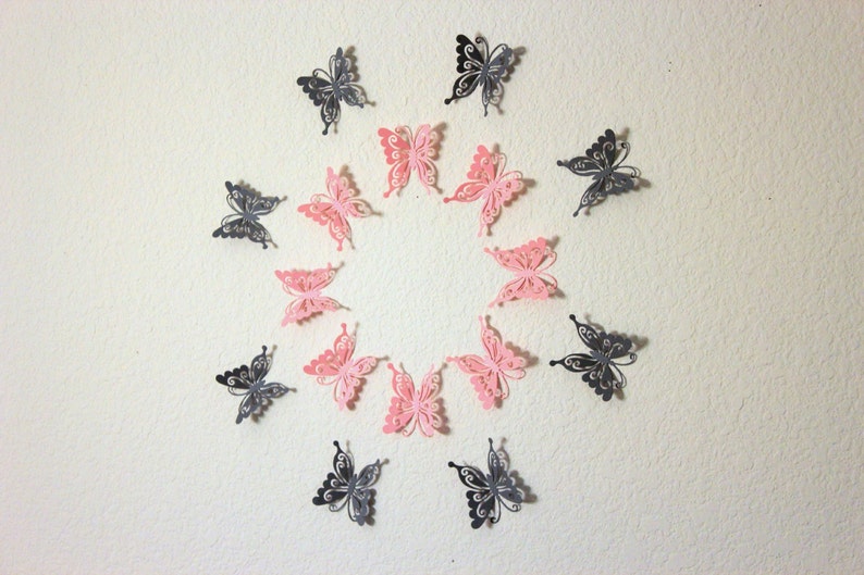 Paper butterflies, 3d Butterfly wall art, 3d wall butterflies, Paper butterflies, Butterfly Nursery decorations, Pink Nursery wall décor image 3