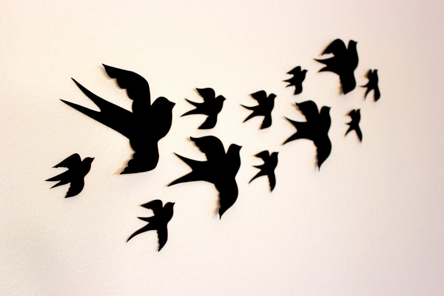 3D bird wall art Black wall decal Nursery Room décor paper Etsy
