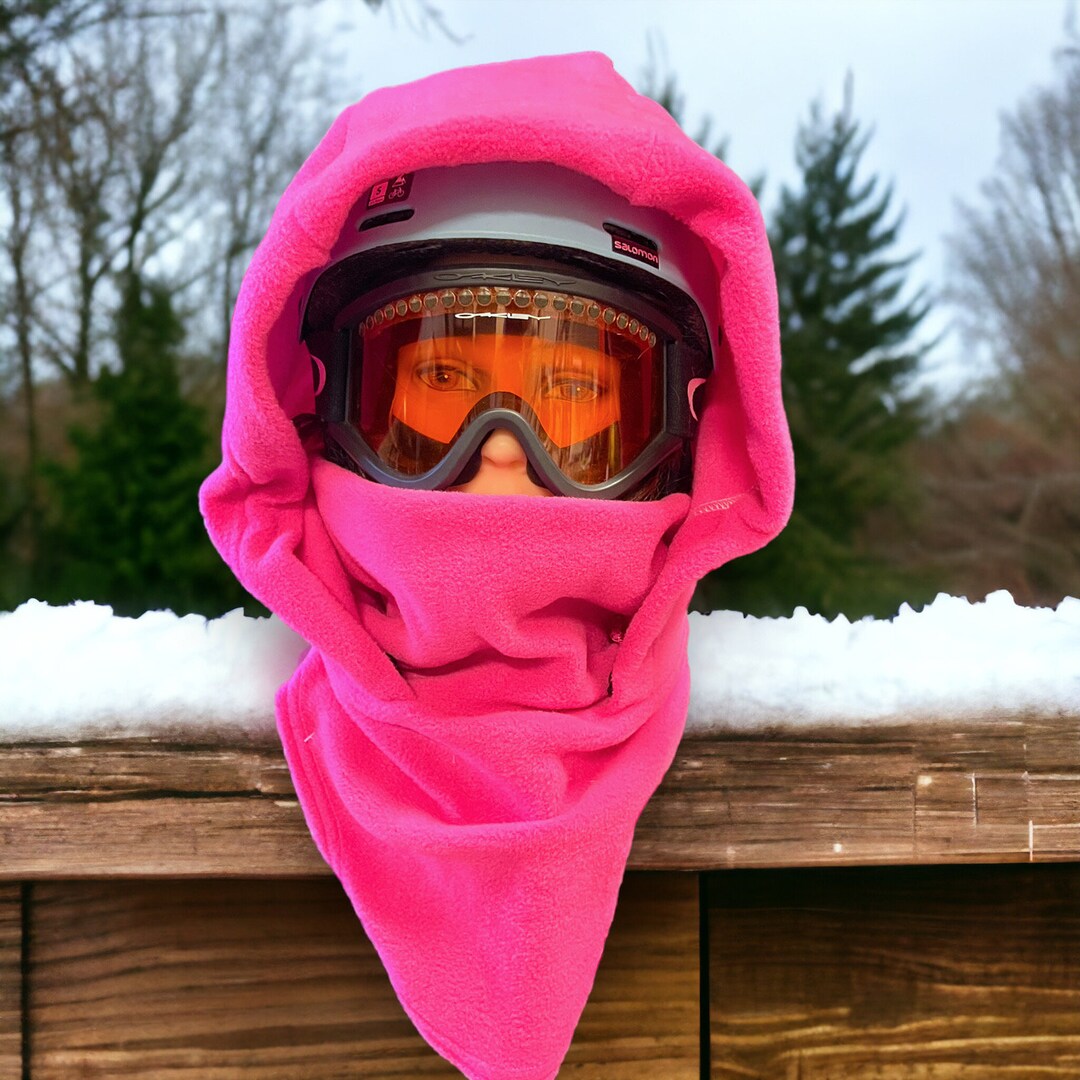 Pink Snow Hood, Over Helmet Hood, Helmet Hoodie, Hood Face Mask