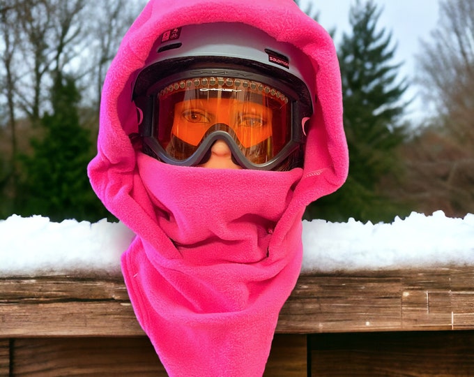 Pink Snow Hood, Over Helmet Hood, Helmet Hoodie, Hood Face Mask