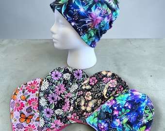Soft Chemo Hat, Slouchy Hat, Alopecia, Cancer, Women’s Beanie Hat, Floral Hats,