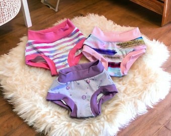 Size 4, Custom kids underwear, scrundies, girls briefs, girls underwear,  underwear, sensory clothes, autistic apparel,