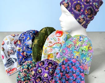 Bonnet chimio doux, Bonnet souple, Alopécie, Cancer, Bonnet enfant, Bonnet chimio enfant, Collection personnages