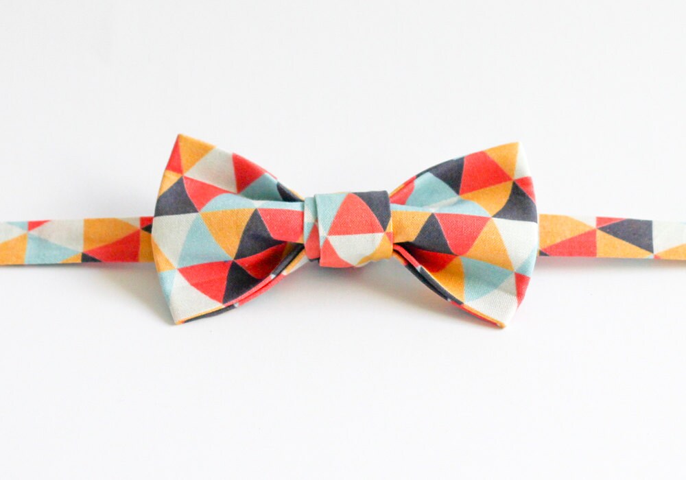 Handmade Bow Tie Triangle Geo Pink & Blue Etsy
