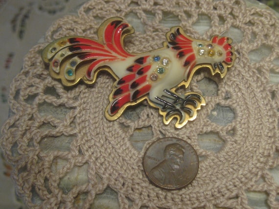 1930's French Celluloid Rooster Brooch