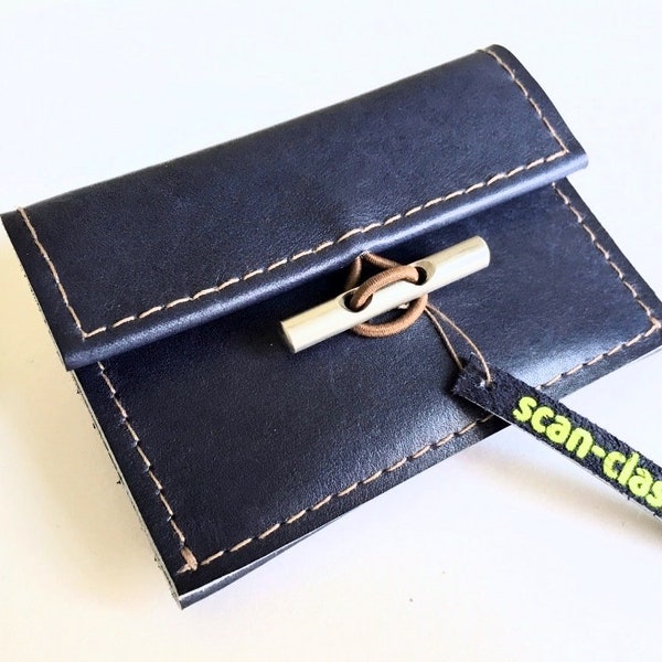 Mini dark blue calfskin wallet mini leather purse for pocket soft Portemonnaie