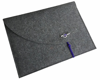 Stylish grey MacBook 14 felt sleeve exclusive personalized MacBook 13 bag including two pockets