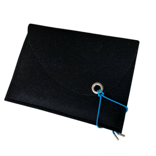 SALE! Tailor-made black wool felt sleeve for Kindle - PocketBook softcover consisting of two compartments