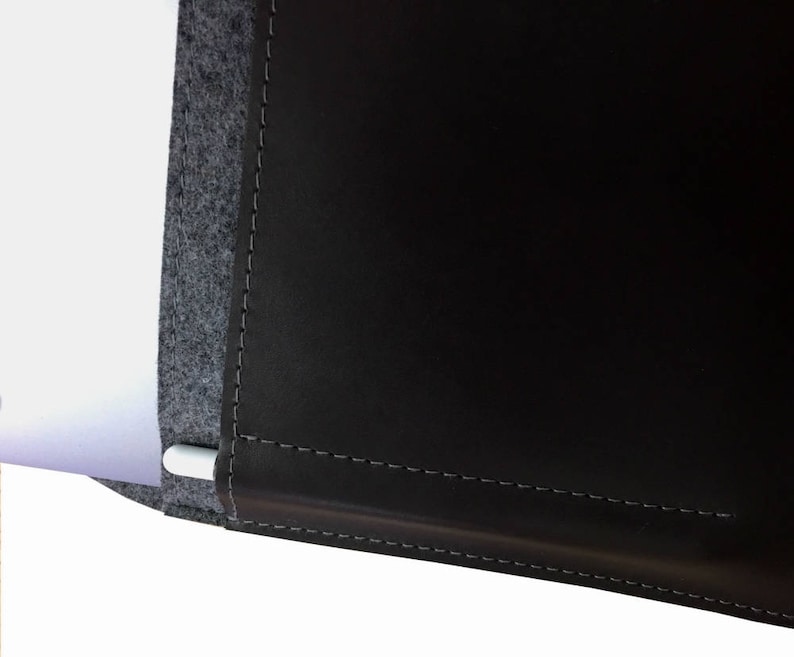 classic stylish Laptop bag Notebook cover from calfskin and felt birthday present leather-felt sleeve for iPad Pro 129 with pencil holder