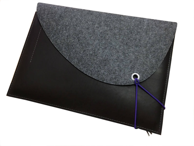 classic stylish Laptop bag Notebook cover from calfskin and felt birthday present leather-felt sleeve for iPad Pro 129 with pencil holder