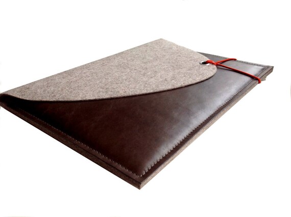 classic stylish Laptop bag Notebook cover from calfskin and felt birthday present leather-felt sleeve for iPad Pro 129 with pencil holder