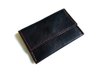 A black soft leather purse for cards and money a small black mini calfskin wallet portemonnaie for clutch