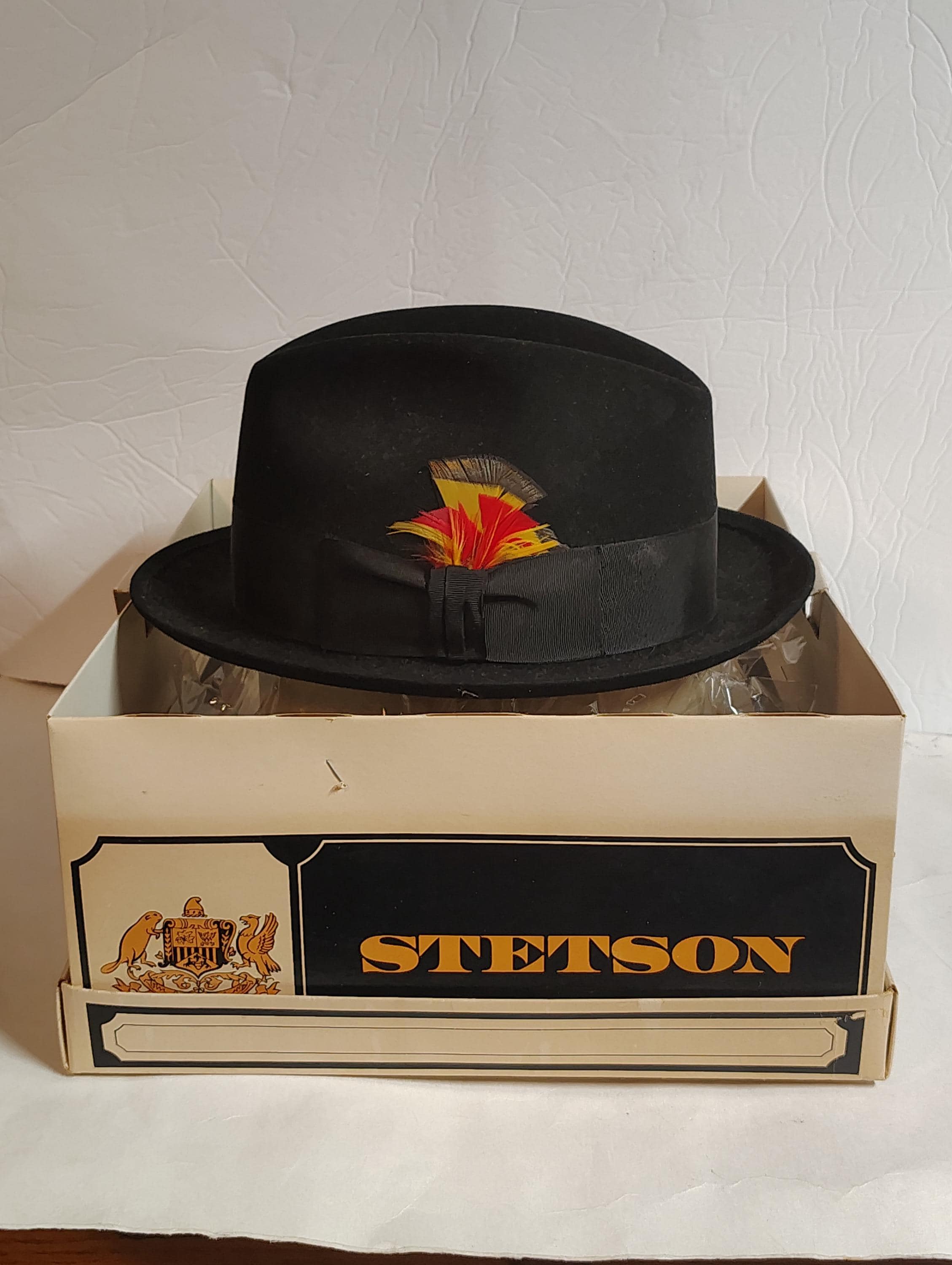 Stetson Fedora Hat Beaver Felt Blend Vintage 50's Black With Box