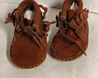 Taos Toddler Leather Moccasins Indian Made Vintage