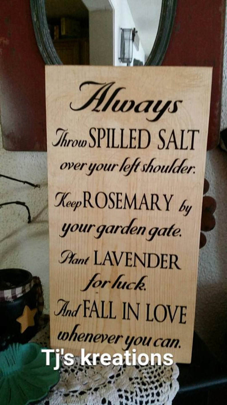 Always throw spilled salt over your shoulder rosemary lavendar Etsy